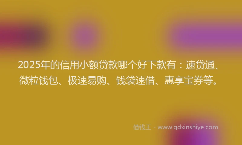 2025年的信用小额贷款哪个好下款有：速贷通、微粒钱包、极速易购、钱袋速借、惠享宝券等。