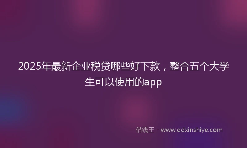 2025年最新企业税贷哪些好下款，整合五个大学生可以使用的app