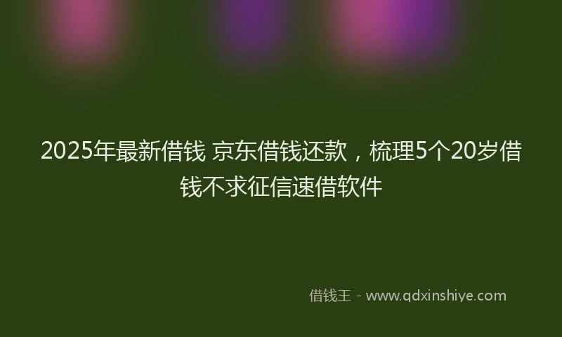 2025年最新借钱 京东借钱还款，梳理5个20岁借钱不求征信速借软件