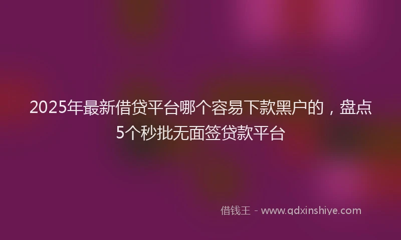 2025年最新借贷平台哪个容易下款黑户的，盘点5个秒批无面签贷款平台