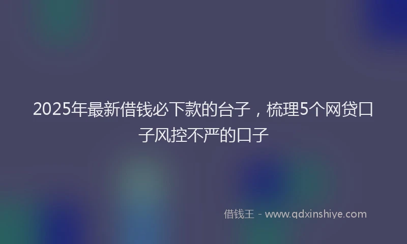 2025年最新借钱必下款的台子，梳理5个网贷口子风控不严的口子