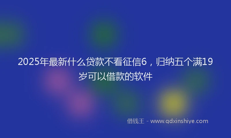 2025年最新什么贷款不看征信6，归纳五个满19岁可以借款的软件