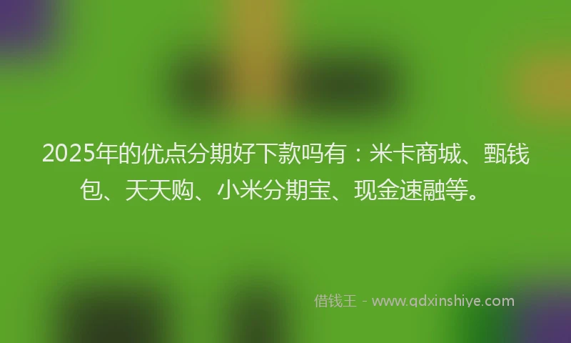 2025年的优点分期好下款吗有：米卡商城、甄钱包、天天购、小米分期宝、现金速融等。