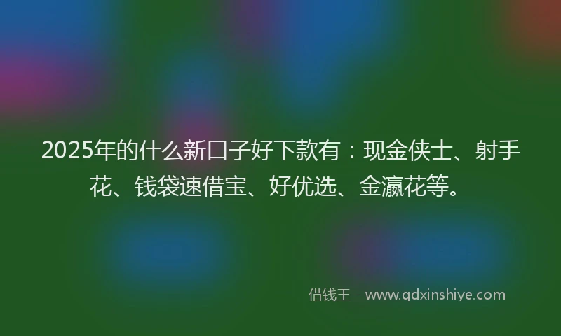 2025年的什么新口子好下款有：现金侠士、射手花、钱袋速借宝、好优选、金瀛花等。