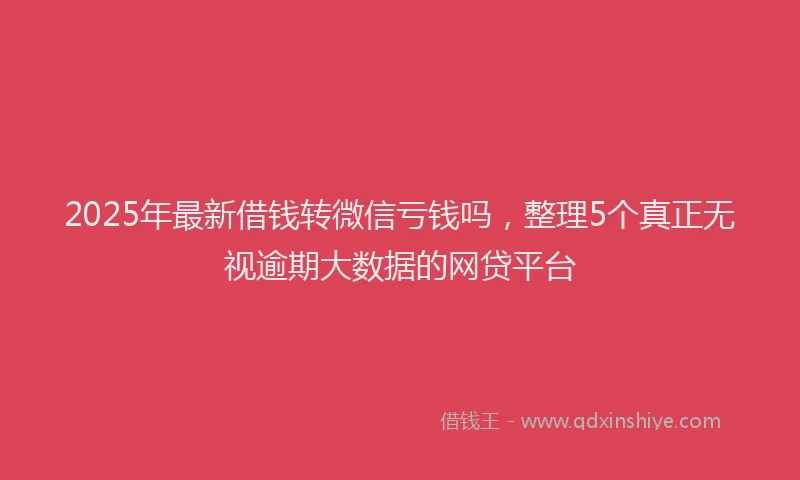 2025年最新借钱转微信亏钱吗，整理5个真正无视逾期大数据的网贷平台