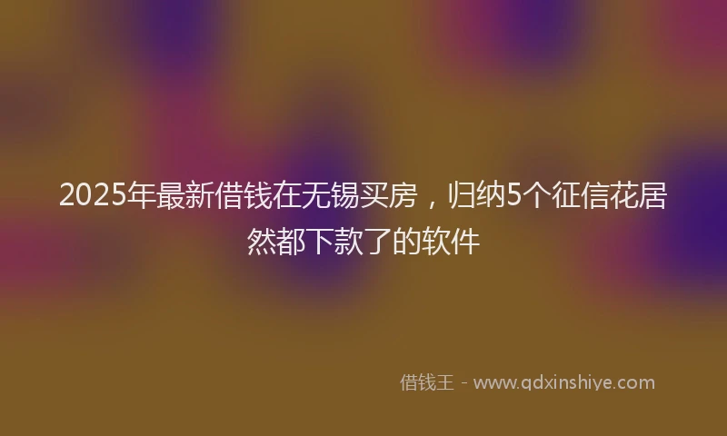2025年最新借钱在无锡买房，归纳5个征信花居然都下款了的软件