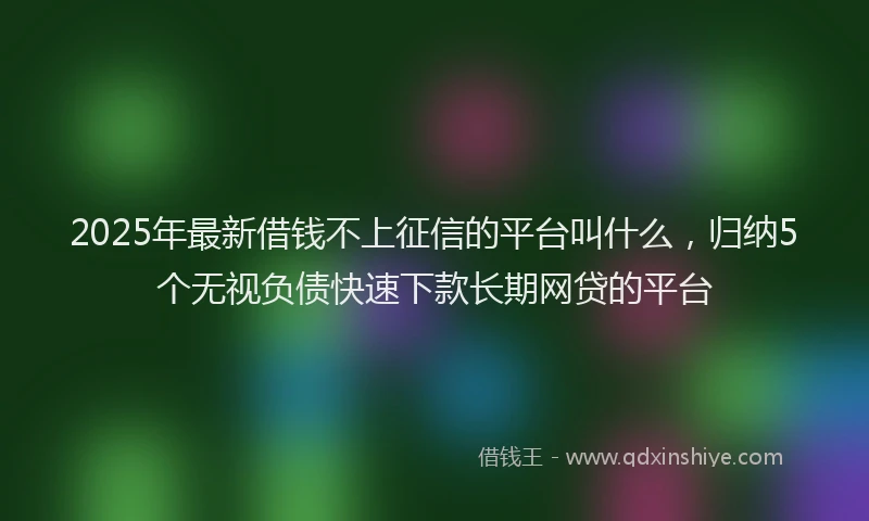 2025年最新借钱不上征信的平台叫什么，归纳5个无视负债快速下款长期网贷的平台