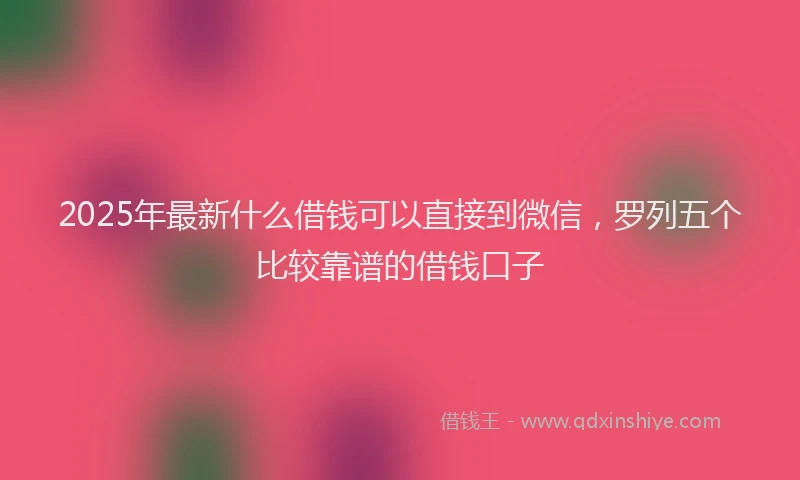2025年最新什么借钱可以直接到微信，罗列五个比较靠谱的借钱口子