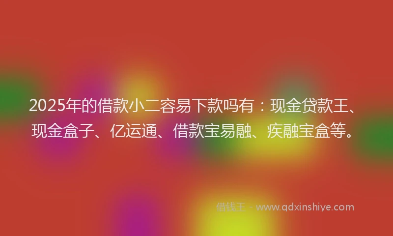 2025年的借款小二容易下款吗有：现金贷款王、现金盒子、亿运通、借款宝易融、疾融宝盒等。