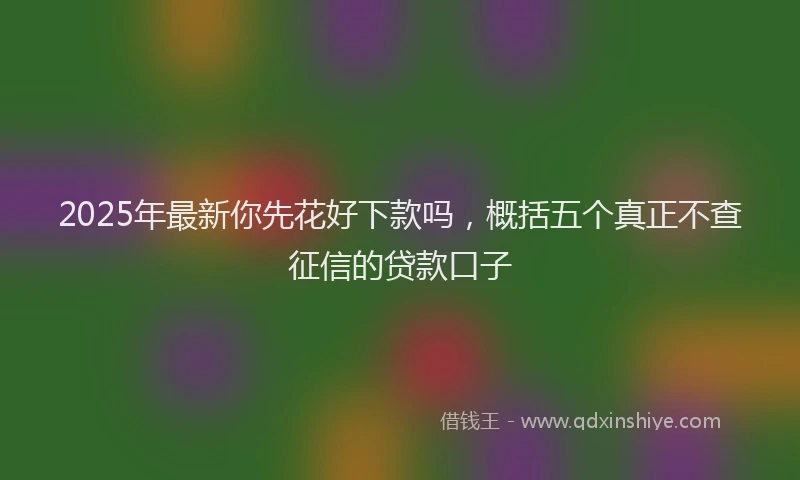 2025年最新你先花好下款吗，概括五个真正不查征信的贷款口子
