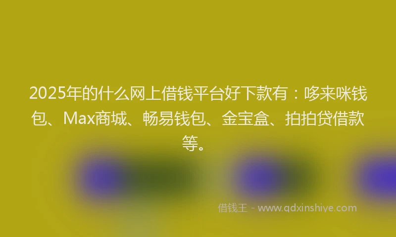 2025年的什么网上借钱平台好下款有：哆来咪钱包、Max商城、畅易钱包、金宝盒、拍拍贷借款等。