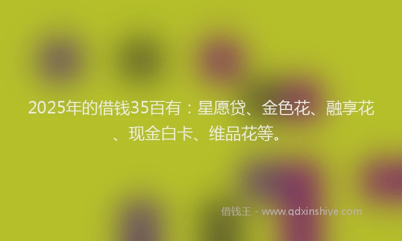 2025年的借钱35百有：星愿贷、金色花、融享花、现金白卡、维品花等。