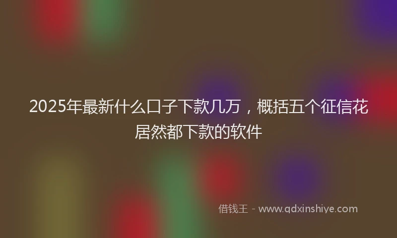2025年最新什么口子下款几万，概括五个征信花居然都下款的软件