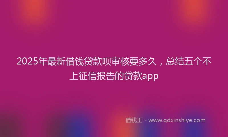 2025年最新借钱贷款呗审核要多久，总结五个不上征信报告的贷款app
