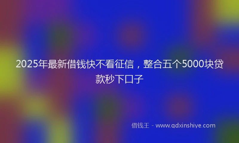 2025年最新借钱快不看征信，整合五个5000块贷款秒下口子