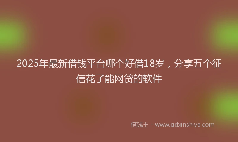 2025年最新借钱平台哪个好借18岁，分享五个征信花了能网贷的软件
