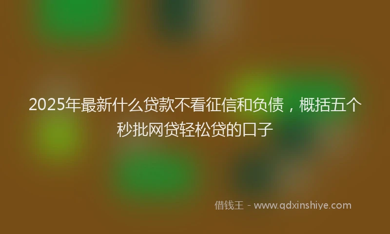2025年最新什么贷款不看征信和负债，概括五个秒批网贷轻松贷的口子