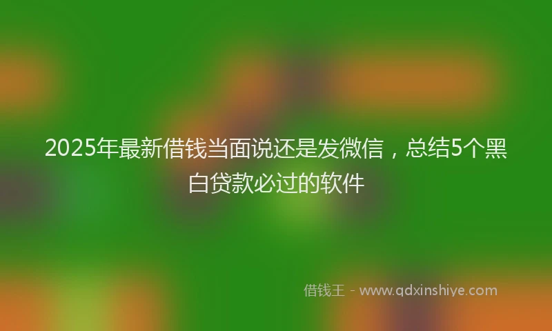 2025年最新借钱当面说还是发微信，总结5个黑白贷款必过的软件