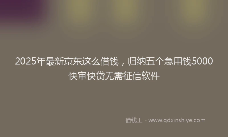 2025年最新京东这么借钱，归纳五个急用钱5000快审快贷无需征信软件