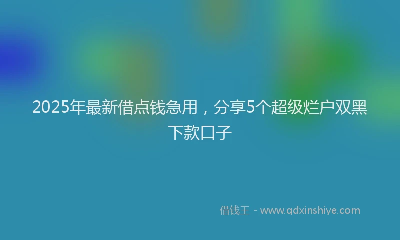 2025年最新借点钱急用，分享5个超级烂户双黑下款口子