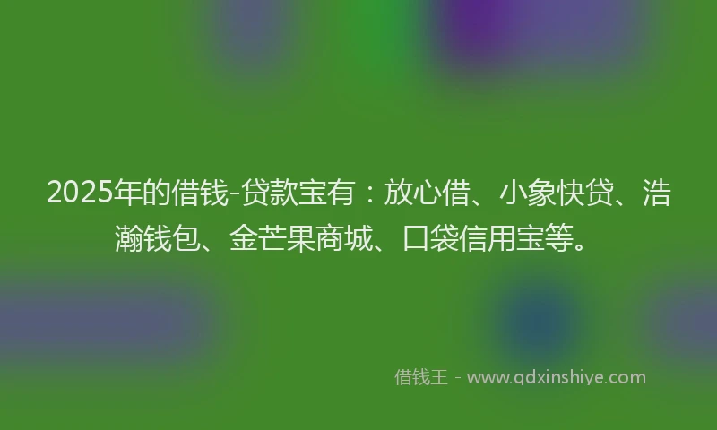 2025年的借钱-贷款宝有：放心借、小象快贷、浩瀚钱包、金芒果商城、口袋信用宝等。