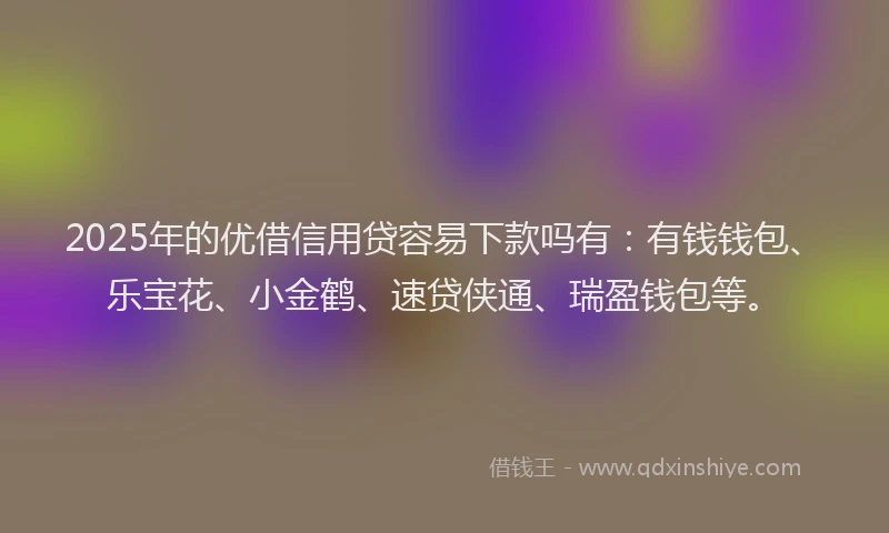 2025年的优借信用贷容易下款吗有：有钱钱包、乐宝花、小金鹤、速贷侠通、瑞盈钱包等。