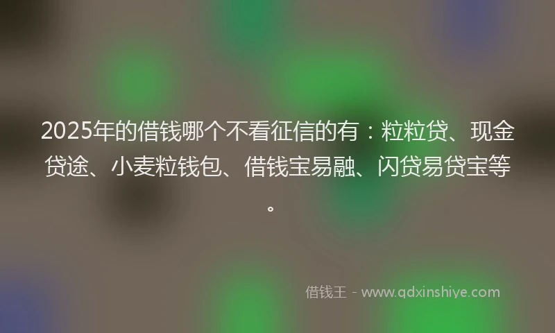 2025年的借钱哪个不看征信的有：粒粒贷、现金贷途、小麦粒钱包、借钱宝易融、闪贷易贷宝等。