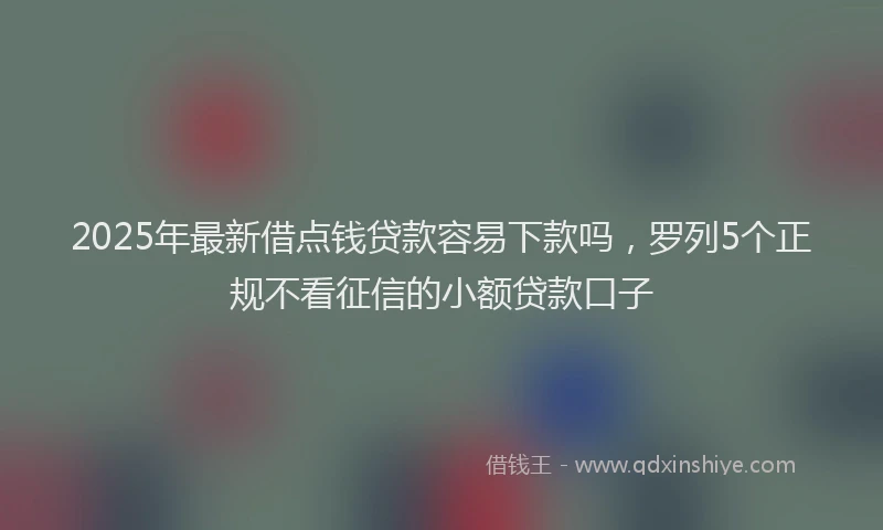 2025年最新借点钱贷款容易下款吗，罗列5个正规不看征信的小额贷款口子