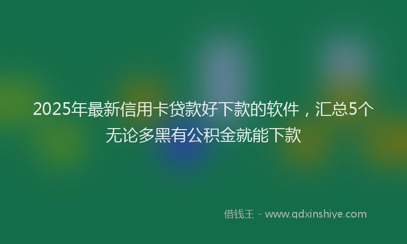 2025年最新信用卡贷款好下款的软件，汇总5个无论多黑有公积金就能下款