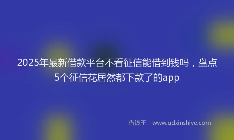 2025年最新借款平台不看征信能借到钱吗，盘点5个征信花居然都下款了的app