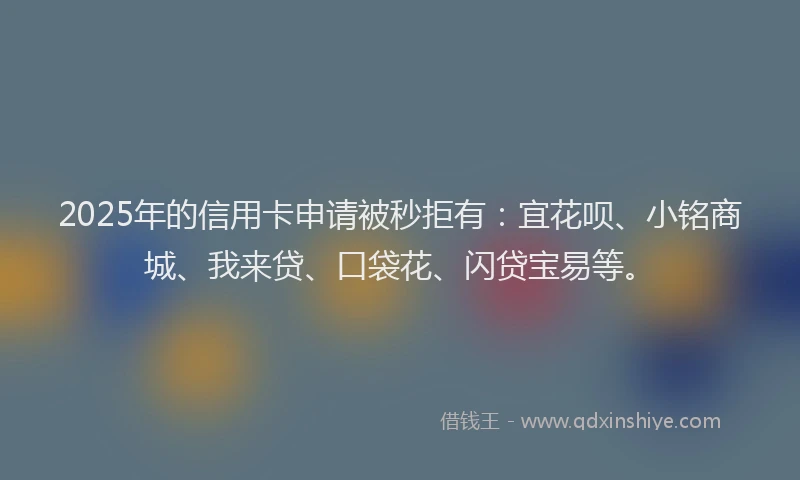 2025年的信用卡申请被秒拒有：宜花呗、小铭商城、我来贷、口袋花、闪贷宝易等。