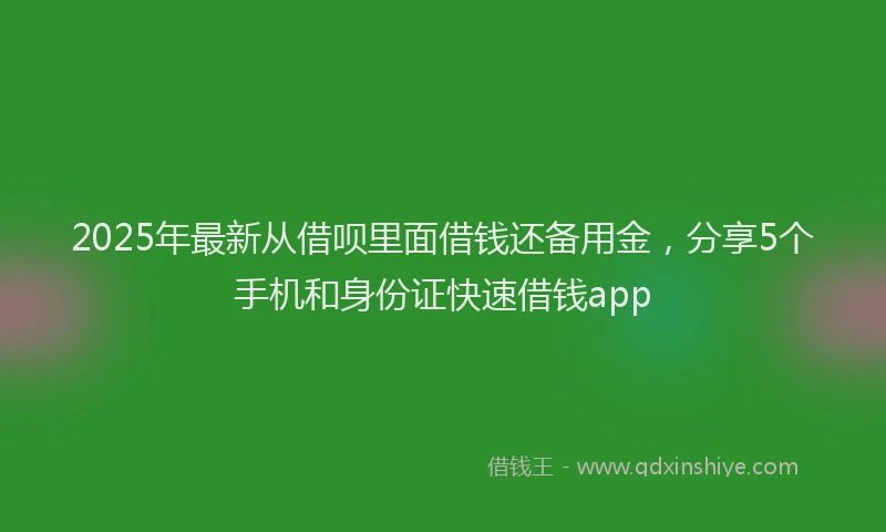 2025年最新从借呗里面借钱还备用金，分享5个手机和身份证快速借钱app