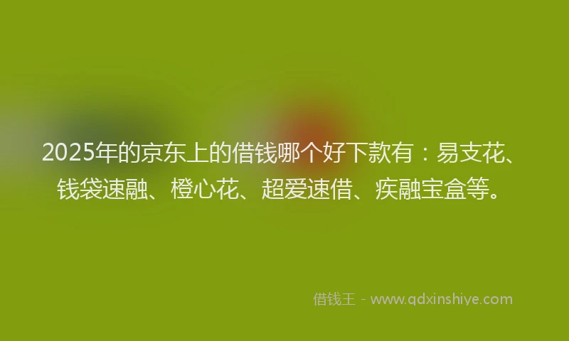 2025年的京东上的借钱哪个好下款有：易支花、钱袋速融、橙心花、超爱速借、疾融宝盒等。