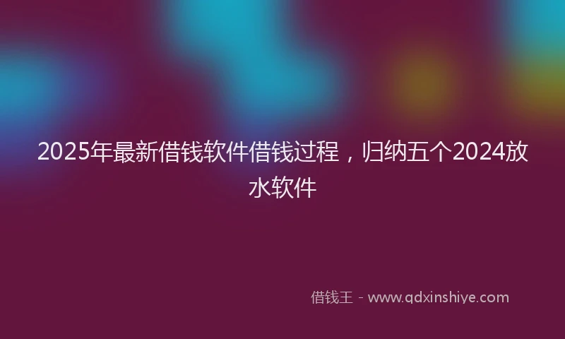 2025年最新借钱软件借钱过程，归纳五个2024放水软件