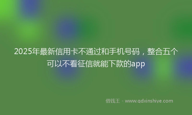 2025年最新信用卡不通过和手机号码，整合五个可以不看征信就能下款的app