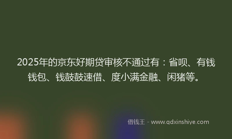 2025年的京东好期贷审核不通过有：省呗、有钱钱包、钱鼓鼓速借、度小满金融、闲猪等。
