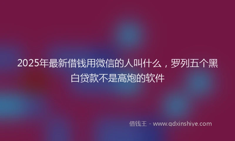 2025年最新借钱用微信的人叫什么，罗列五个黑白贷款不是高炮的软件