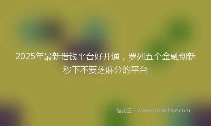 2025年最新借钱平台好开通，罗列五个金融创新秒下不要芝麻分的平台