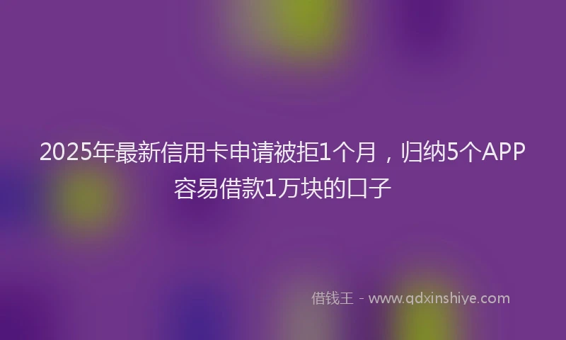 2025年最新信用卡申请被拒1个月，归纳5个APP容易借款1万块的口子