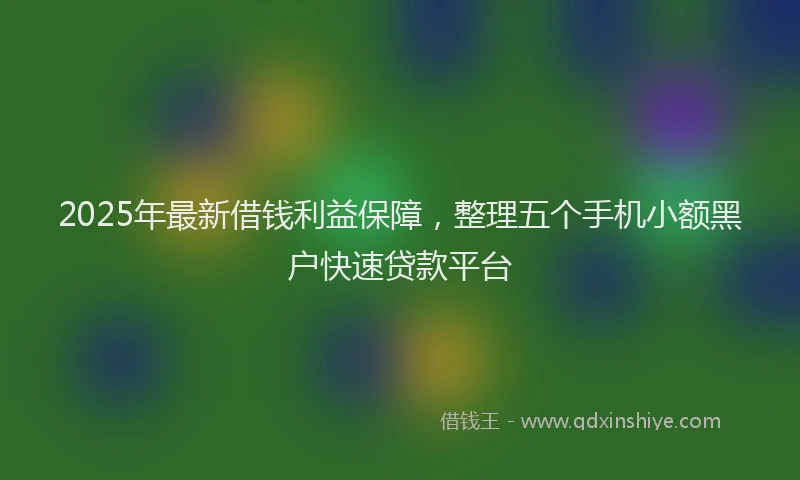 2025年最新借钱利益保障，整理五个手机小额黑户快速贷款平台