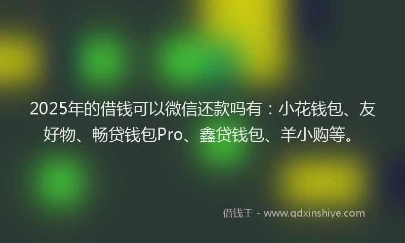 2025年的借钱可以微信还款吗有：小花钱包、友好物、畅贷钱包Pro、鑫贷钱包、羊小购等。