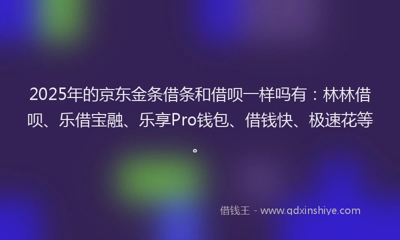 2025年的京东金条借条和借呗一样吗有：林林借呗、乐借宝融、乐享Pro钱包、借钱快、极速花等。