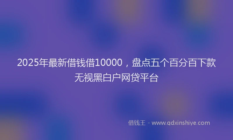 2025年最新借钱借10000，盘点五个百分百下款无视黑白户网贷平台