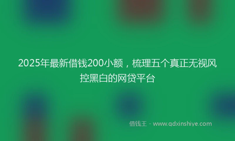 2025年最新借钱200小额，梳理五个真正无视风控黑白的网贷平台