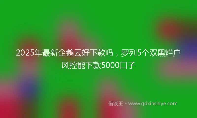 2025年最新企鹅云好下款吗，罗列5个双黑烂户风控能下款5000口子