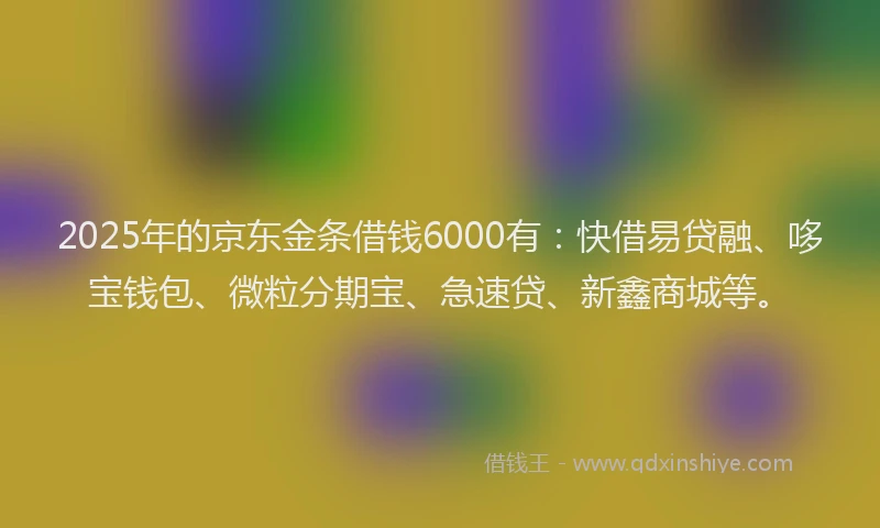 2025年的京东金条借钱6000有：快借易贷融、哆宝钱包、微粒分期宝、急速贷、新鑫商城等。
