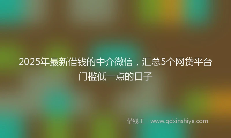 2025年最新借钱的中介微信，汇总5个网贷平台门槛低一点的口子