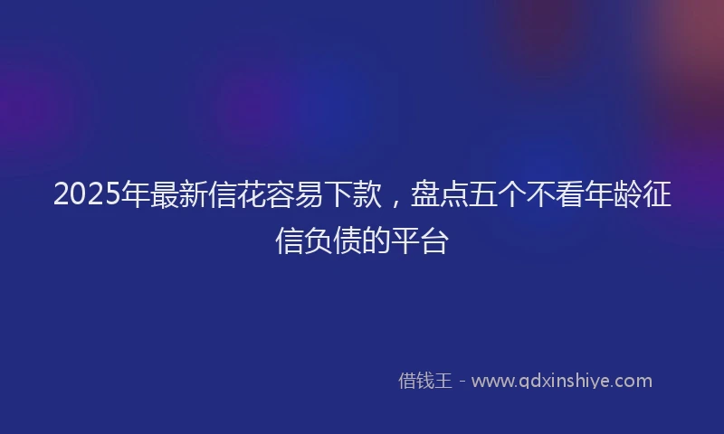2025年最新信花容易下款，盘点五个不看年龄征信负债的平台