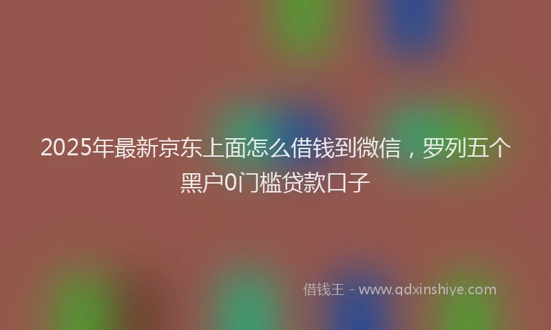 2025年最新京东上面怎么借钱到微信，罗列五个黑户0门槛贷款口子