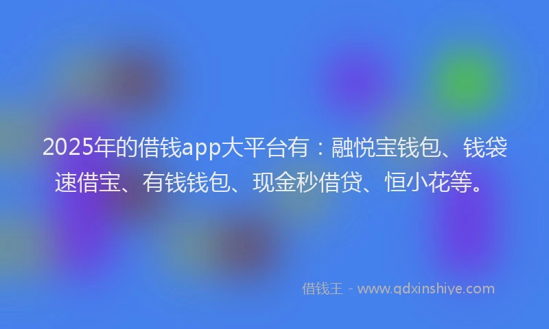 2025年的借钱app大平台有：融悦宝钱包、钱袋速借宝、有钱钱包、现金秒借贷、恒小花等。